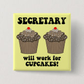 grappig secretaris vierkante button 5,1 cm (Voorkant)