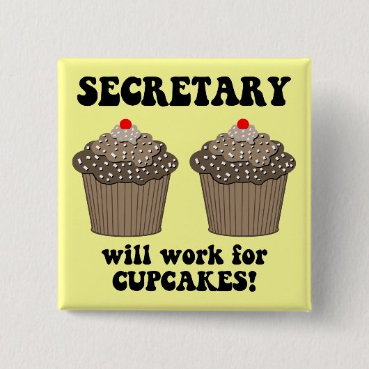 grappig secretaris vierkante button 5,1 cm (Voorkant)