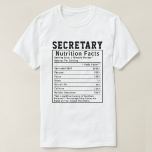 Grappig Secretaris Voeding Feiten Medewerker Perso T-shirt