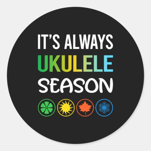 Grappig Seizoen Ukulele Ronde Sticker (Voorkant)