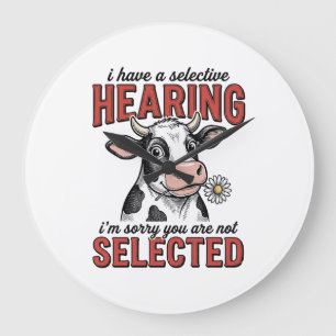 Grappig Selectief Gehoor Koe Vintage Shirt Ontwerp Grote Klok