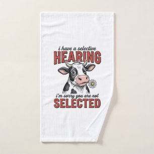 Grappig Selectief Gehoor Koe Vintage Shirt Ontwerp Handdoek
