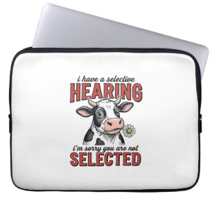 Grappig Selectief Gehoor Koe Vintage Shirt Ontwerp Laptop Sleeve