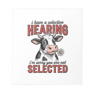 Grappig Selectief Gehoor Koe Vintage Shirt Ontwerp Notitieblok