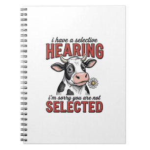 Grappig Selectief Gehoor Koe Vintage Shirt Ontwerp Notitieboek