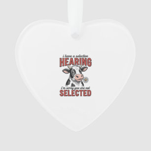 Grappig Selectief Gehoor Koe Vintage Shirt Ontwerp Ornament