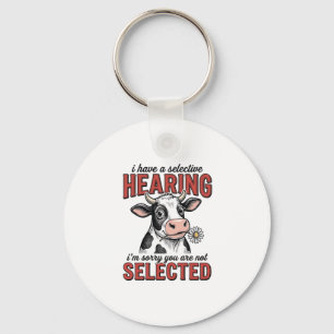 Grappig Selectief Gehoor Koe Vintage Shirt Ontwerp Sleutelhanger