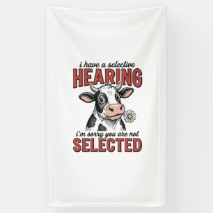Grappig Selectief Gehoor Koe Vintage Shirt Ontwerp Spandoek