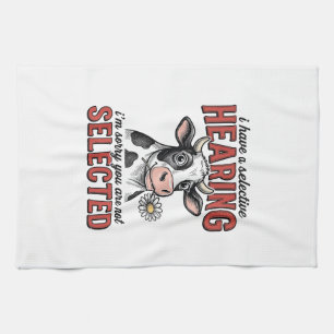 Grappig Selectief Gehoor Koe Vintage Shirt Ontwerp Theedoek