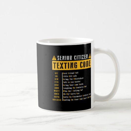 Grappig Senior Citizen&#; s Sms-code GIF Koffiemok (Rechts)