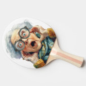 Grappig senior verrast gezicht Ping Pong Paddle Tafeltennisbatje (Zijkant)