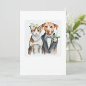 grappig serieus: kat en hond trouwen, waterverf kaart (Staand voorkant)