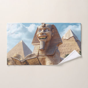 Grappig Sfinxstandbeeld dat oud boek leest in Egyp Handdoek