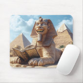 Grappig Sfinxstandbeeld dat oud boek leest in Egyp Muismat (Met muis)