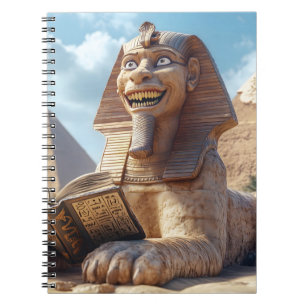 Grappig Sfinxstandbeeld dat oud boek leest in Egyp Notitieboek