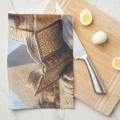 Grappig Sfinxstandbeeld dat oud boek leest in Egyp Theedoek (Quarter Fold)