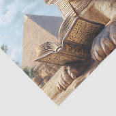 Grappig Sfinxstandbeeld dat oud boek leest in Egyp Tissuepapier (Detail)