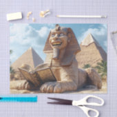 Grappig Sfinxstandbeeld dat oud boek leest in Egyp Tissuepapier (Craft)