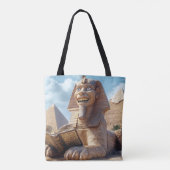 Grappig Sfinxstandbeeld dat oud boek leest in Egyp Tote Bag (Achterkant)