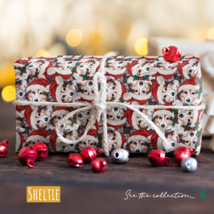 Grappig Sheltie Kerstpatroon Cadeaupapier