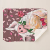 Grappig Sherpa Blanket Gentleman Pig met Roos Deken (Voorkant (horizontaal))