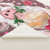 Grappig Sherpa Blanket Gentleman Pig met Roos Sherpa Deken (3/4)