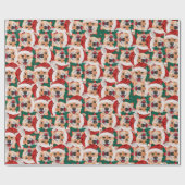 Grappig Shiba Inu Kerstpatroon Cadeaupapier (Vlak)