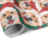 Grappig Shiba Inu Kerstpatroon Cadeaupapier (Rol Hoek)