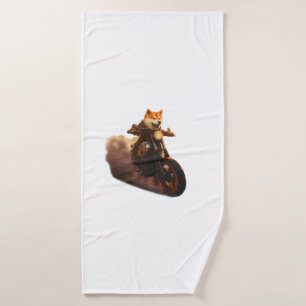 Grappig, Shiba Inu, Motorfiets, Hond, Puppet, Mann Badhanddoek