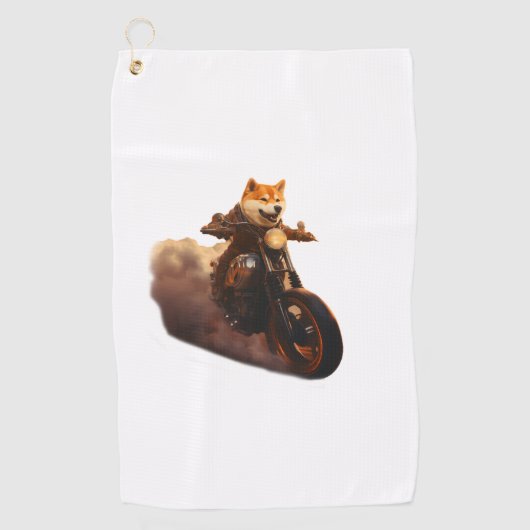 Grappig, Shiba Inu, Motorfiets, Hond, Puppet, Mann Golfhanddoek (Voorkant)