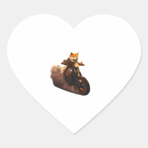 Grappig, Shiba Inu, Motorfiets, Hond, Puppet, Mann Hart Sticker