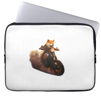 Grappig, Shiba Inu, Motorfiets, Hond, Puppet, Mann Laptop Sleeve