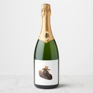 Grappig, Shiba Inu, Motorfiets, Hond, Puppet, Mann Sparkling Wijnetiket