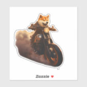 Grappig, Shiba Inu, Motorfiets, Hond, Puppet, Mann Sticker (Vel)