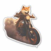 Grappig, Shiba Inu, Motorfiets, Hond, Puppet, Mann Sticker (Voorkant)