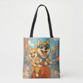 Grappig Shiba Inu rijden Tote Bag (Voorkant)