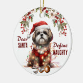 Grappig Shih Tzu Definieer stoute kerst Keramisch Ornament (Links)