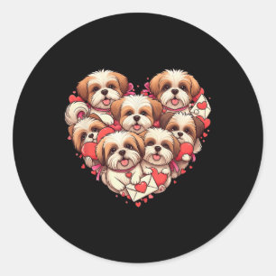 Grappig Shih Tzu Hart Valentijn Shih Tzu Vrouwen M Ronde Sticker