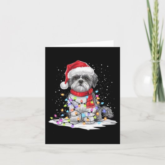 Grappig Shih Tzu Hondenboom Kerstverlichting Xmas  Kaart (Voorkant)
