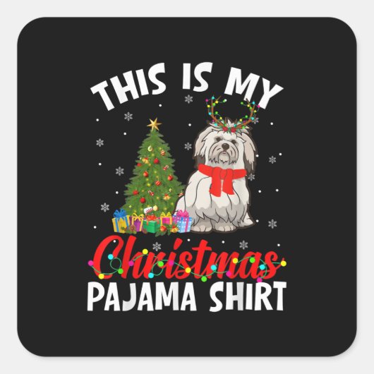 Grappig Shih Tzu Xmas Pajama Gift Dog Dad Dog Mam. Vierkante Sticker (Voorkant)