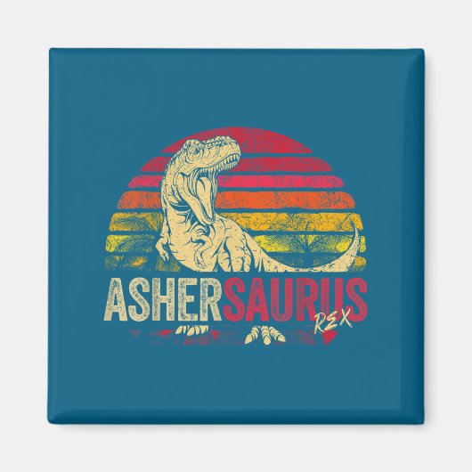 Grappig shirt Asher Saurus Dinosaur Rex Naam Magneet (Voorkant)
