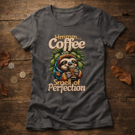 Grappig shirt met luiaard en koffie drinker