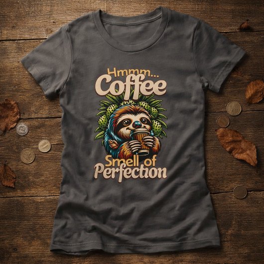 Grappig shirt met luiaard en koffie drinker