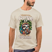 Grappig shirt met luiaard koffiedrinker (Voorkant)