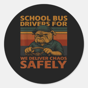 Grappig shirt voor schoolbuschauffeur vintage patr ronde sticker