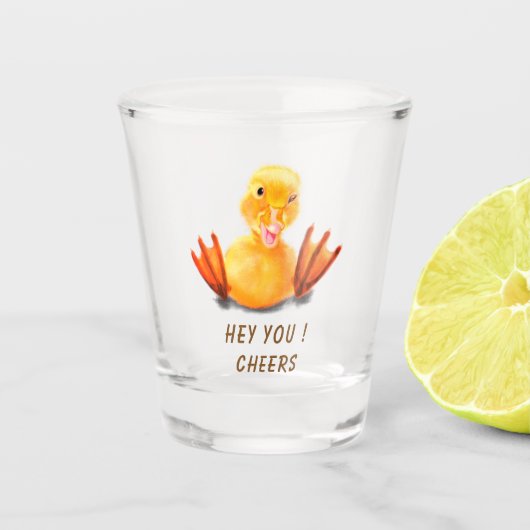 Grappig Shot Glas Happy Duck Cheers - Aangepaste t (Voorkant)