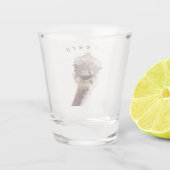 Grappig Shot Glas met Gelukkige Struisvogel - Aang (Achterkant)
