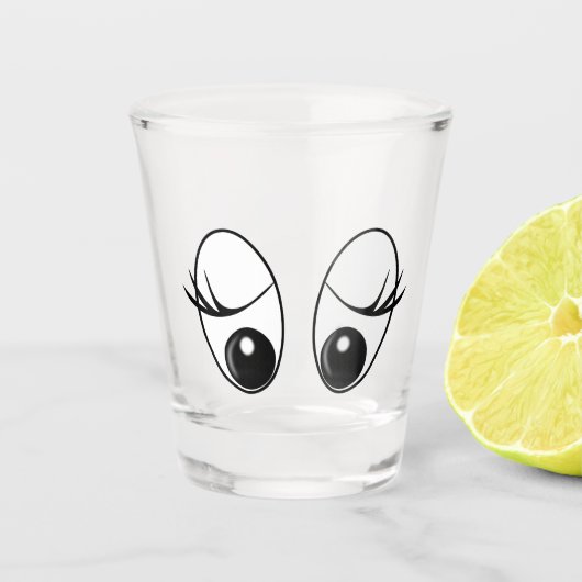 Grappig Shot Glass met nieuwsgierige ogen Glas (Voorkant)
