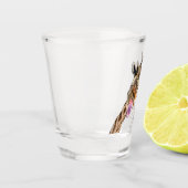 Grappig Shot Glass met speelse Giraffe Cheers Teks Glas (Links)