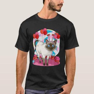 Grappig Siamees Kat Hart Valentijnsdag Gift T Shir T-shirt